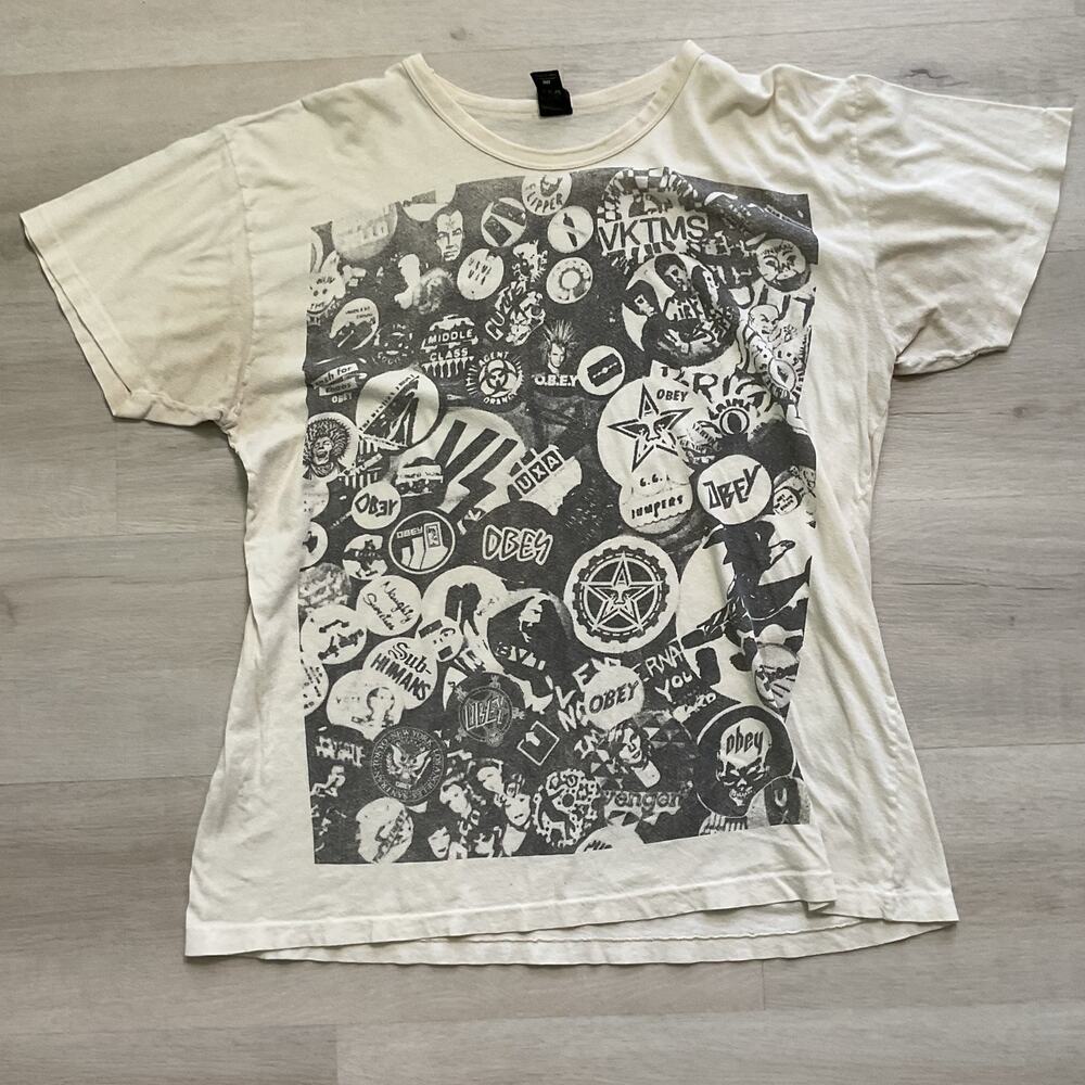 Vintage Obey Single Stitch Tee Shirt Mens Pure Cotton Large Punk Rock